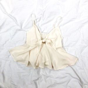 SHEIN | White V Neck Peplum Crop Top Small